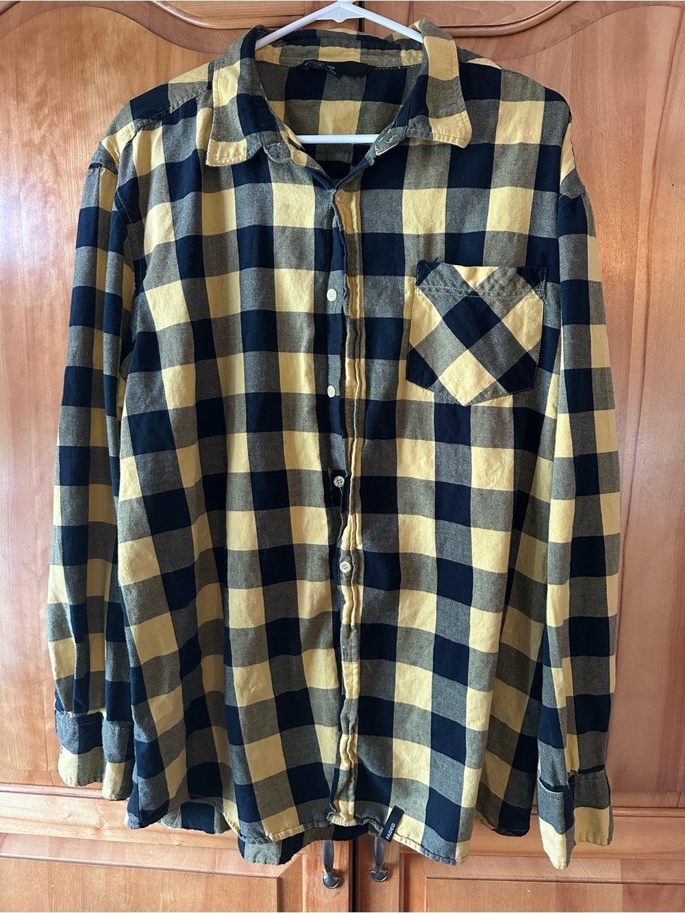 Men's Black and Yellow Plaid Button-Down Shirt